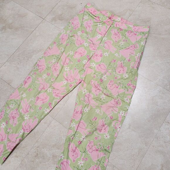 VTG Lilly Pulitzer Womens Size 6 Pink Elephant Cropped Capri Tropical Pants - Picture 2 of 11